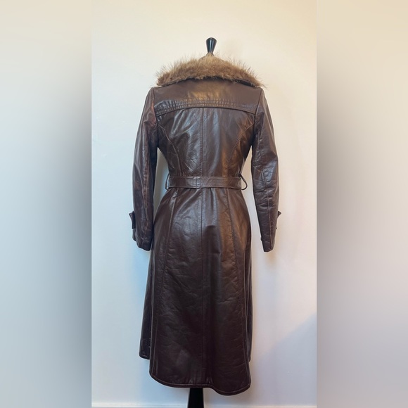 Vintage 70s genuine leather & fur duster - excellent condition - Picture 2 of 6